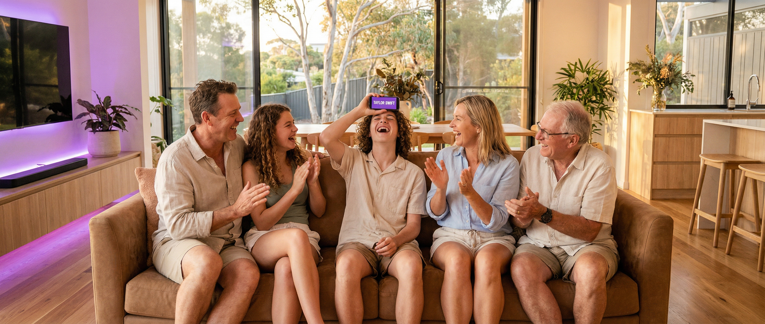 Australian family playing Celebrity Heads together